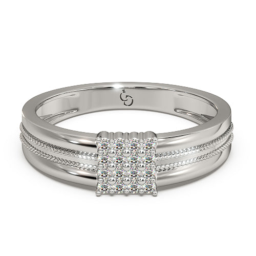 Men’s Square Cluster Diamond Ring | Two Tone Bold Statement Design