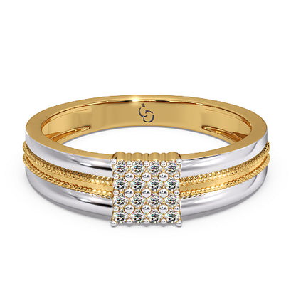 Men’s Square Cluster Diamond Ring | Two Tone Bold Statement Design