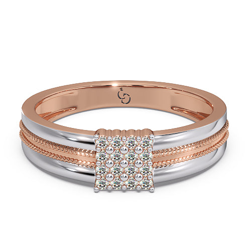 Men’s Square Cluster Diamond Ring | Two Tone Bold Statement Design