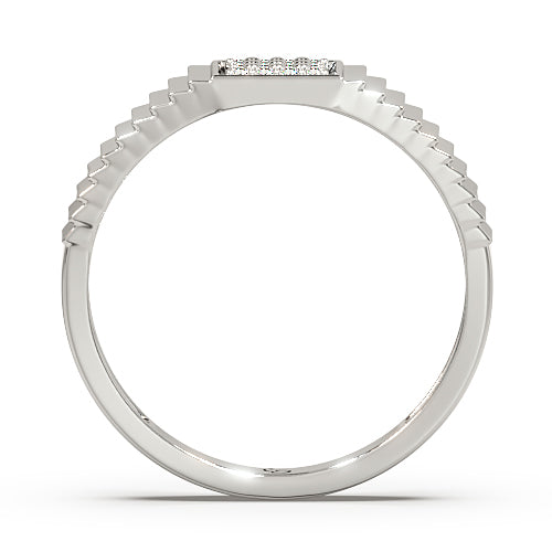 men’s square cluster diamond ring | two tone ribbed band design