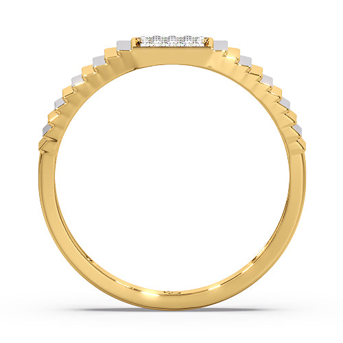 Men’s Square Cluster Diamond Ring | Two Tone Ribbed Band Design