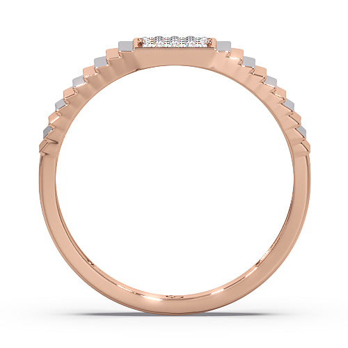 men’s square cluster diamond ring | two tone ribbed band design