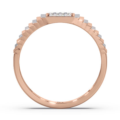 Men’s Square Cluster Diamond Ring | Two Tone Ribbed Band Design