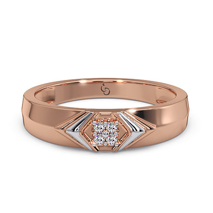 Men’s Diamond Cluster Ring | Chevron Layered Geometric Design