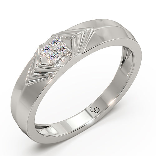 Men’s Diamond Cluster Ring | Chevron Layered Geometric Design