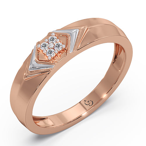 Men’s Diamond Cluster Ring | Chevron Layered Geometric Design