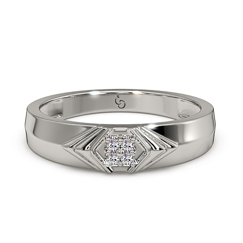 men’s diamond cluster ring | chevron layered geometric design