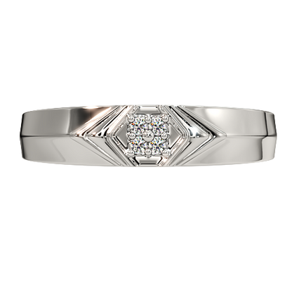 Men’s Diamond Cluster Ring | Chevron Layered Geometric Design
