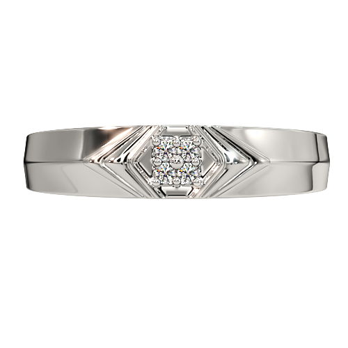 Men’s Diamond Cluster Ring | Chevron Layered Geometric Design