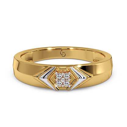 Men’s Diamond Cluster Ring | Chevron Layered Geometric Design