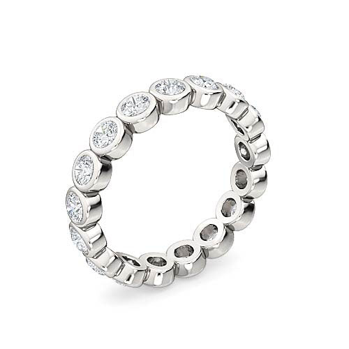 round brilliant cut diamond bezel eternity ring | modern sleek bezel setting