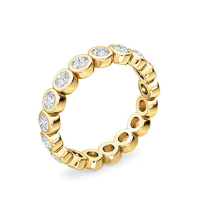 Round Brilliant Cut Diamond Bezel Eternity Ring | Modern Sleek Bezel Setting