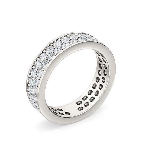 double row round brilliant cut diamond eternity ring | classic pavé setting