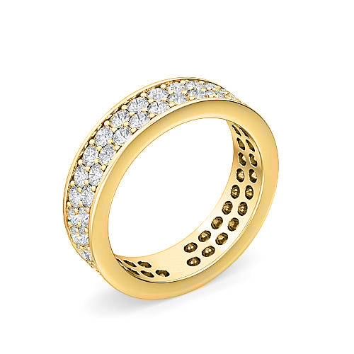double row round brilliant cut diamond eternity ring | classic pavé setting