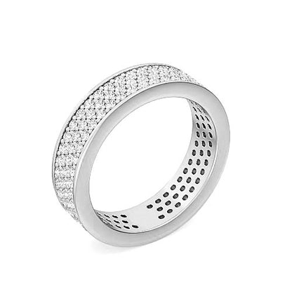 Triple Row Round Brilliant Cut Diamond Eternity Ring | 131 Diamond Pavé Setting