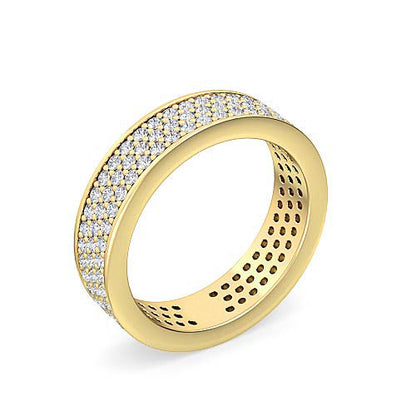 Triple Row Round Brilliant Cut Diamond Eternity Ring | 131 Diamond Pavé Setting