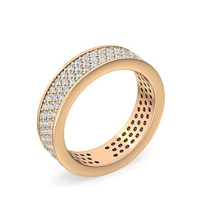 Triple Row Round Brilliant Cut Diamond Eternity Ring | 131 Diamond Pavé Setting