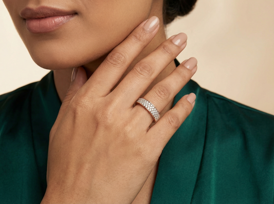 Triple Row Round Brilliant Cut Diamond Eternity Ring | 131 Diamond Pavé Setting