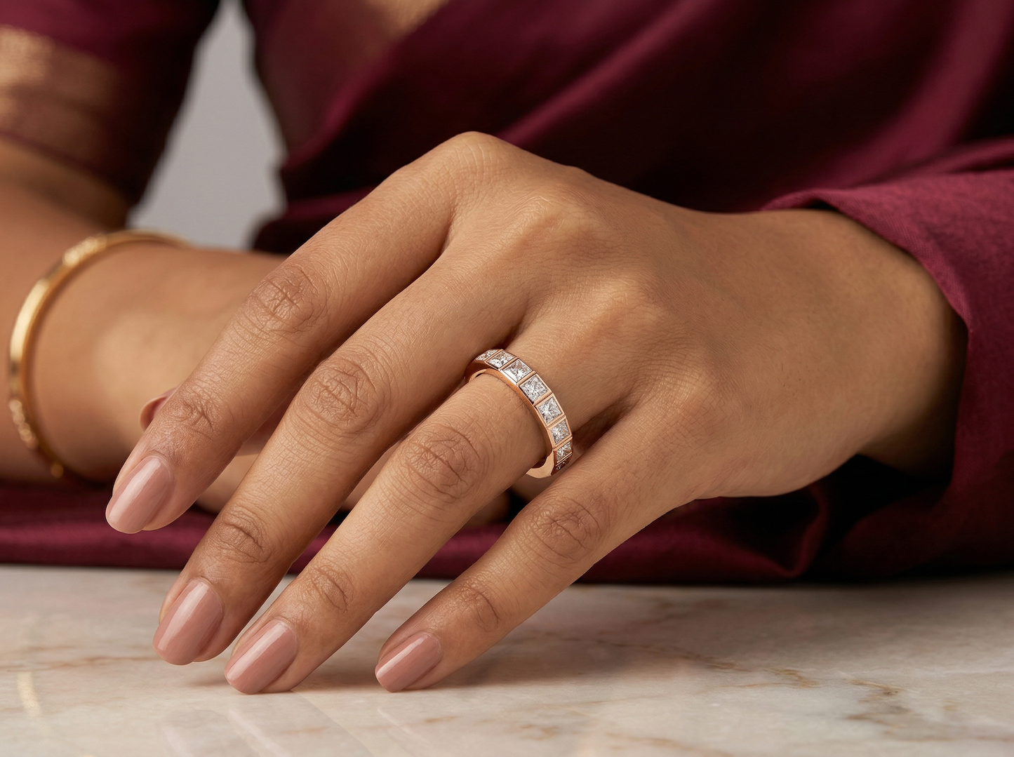 princess cut diamond eternity ring | classic single row modern pavé setting