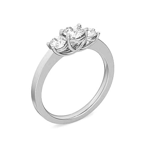 Three Stone Round Brilliant Diamond Engagement Ring | Classic Trilogy Setting
