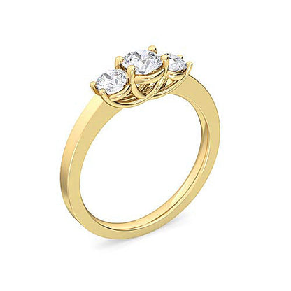 Three Stone Round Brilliant Diamond Engagement Ring | Classic Trilogy Setting
