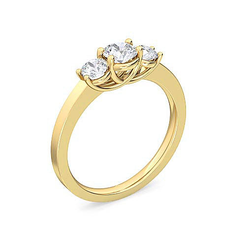Three Stone Round Brilliant Diamond Engagement Ring | Classic Trilogy Setting