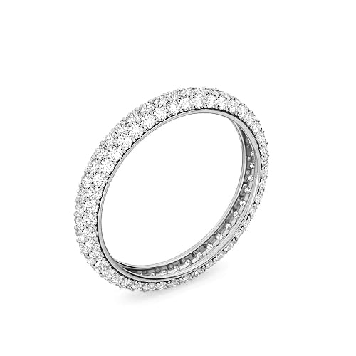 round brilliant cut diamond triple row pavé eternity ring | classic pavé setting
