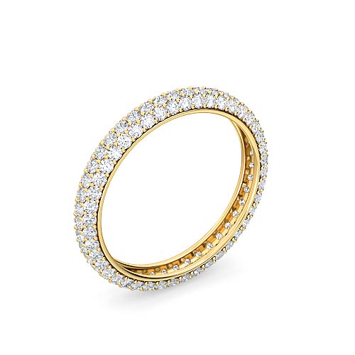 round brilliant cut diamond triple row pavé eternity ring | classic pavé setting