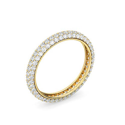 Round Brilliant Cut Diamond Triple Row Pavé Eternity Ring | Classic Pavé Setting