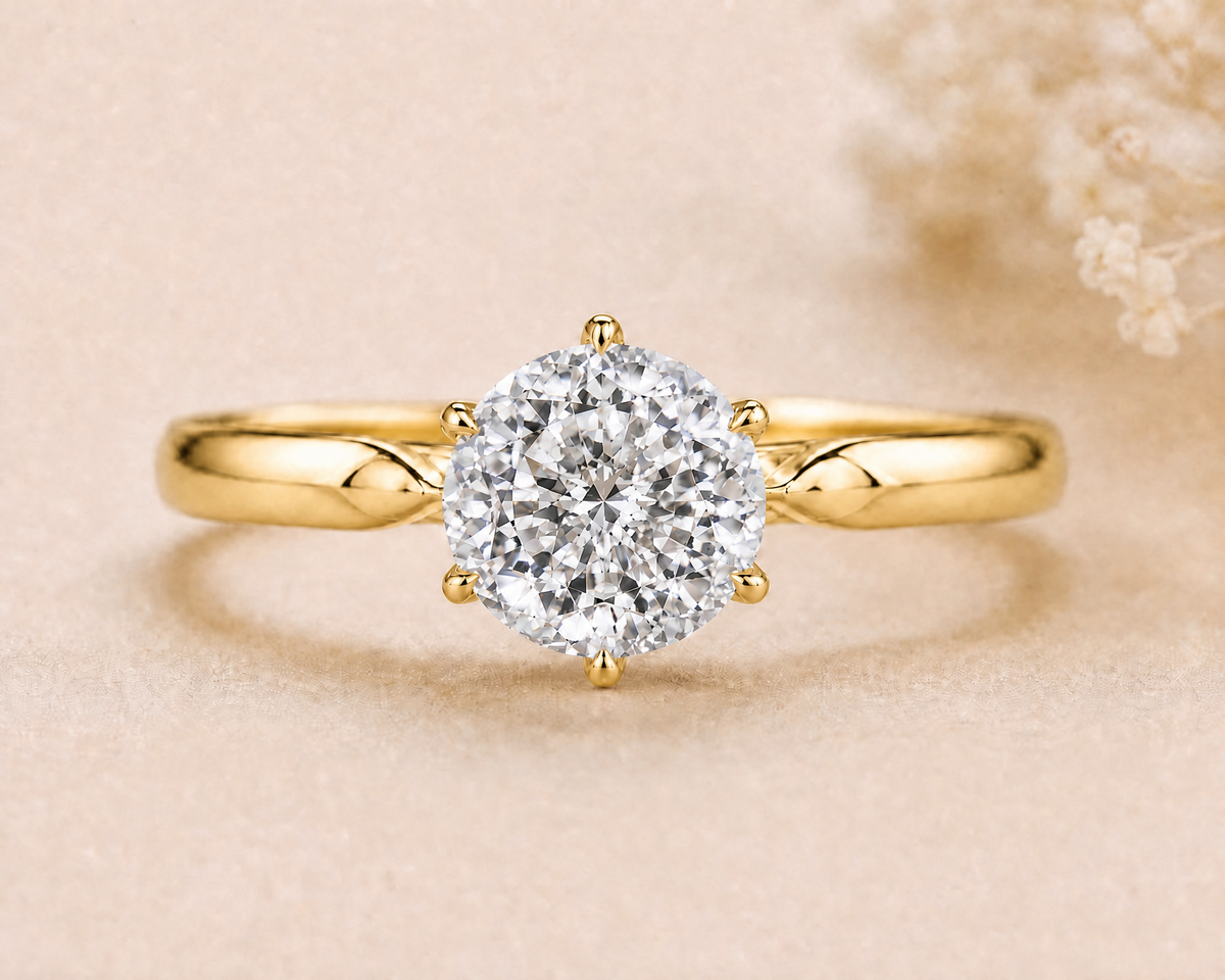 portuguese cut diamond women's solitaire ring | 2ct six prong classic design