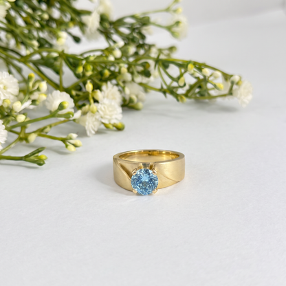 Portuguese Cut Diamond Men's Solitaire Ring | 2 CT Solitaire Modern Wide Band