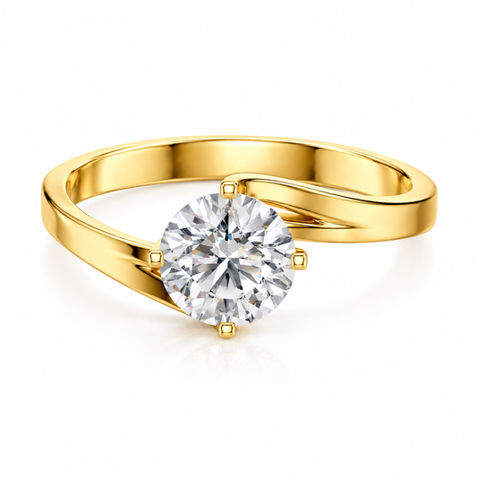 Round Cut Diamond Women's Solitaire Ring | 1 CT Classic Cathedral Prong Setting