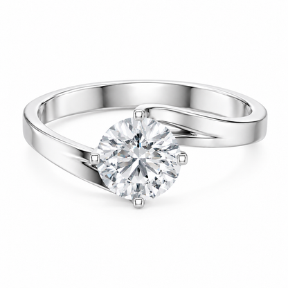 Round Cut Diamond Women's Solitaire Ring | 1 CT Classic Cathedral Prong Setting