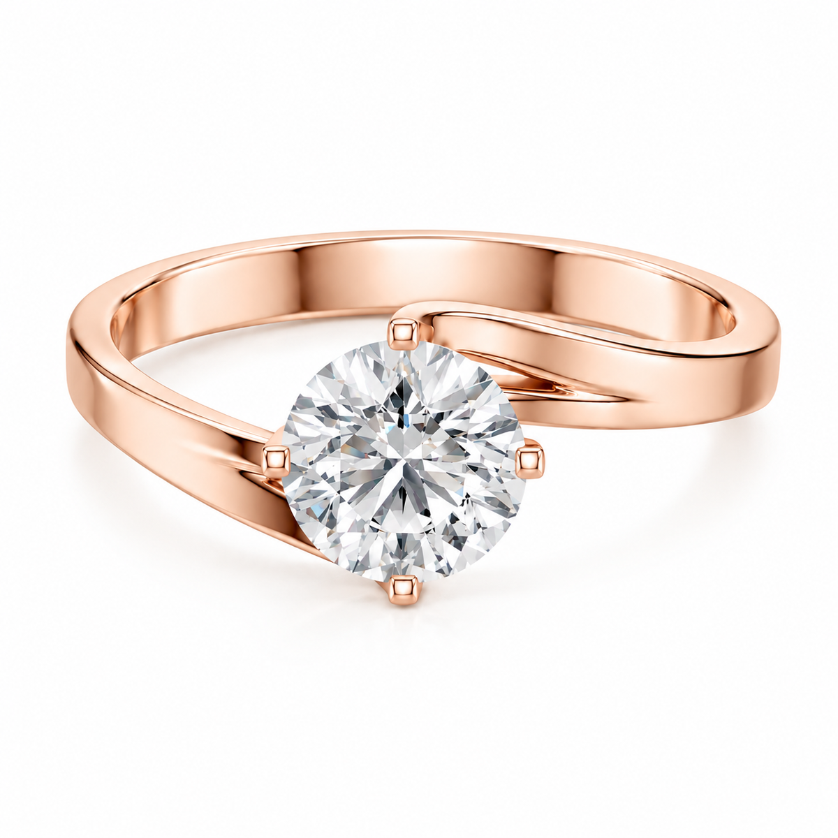 round cut diamond women's solitaire ring | 1 ct classic cathedral prong setting