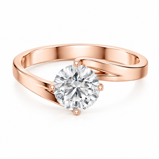 Round Cut Diamond Women's Solitaire Ring | 1 CT Classic Cathedral Prong Setting