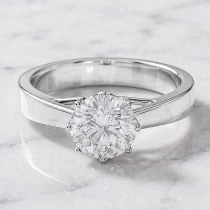 Round Cut Diamond Women's Solitaire Ring | 2ct Six Prong Classic Design