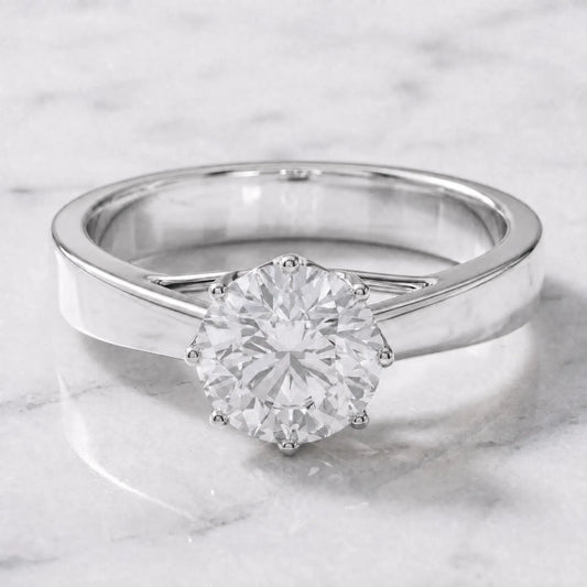 Round Cut Diamond Women's Solitaire Ring | 2ct Six Prong Classic Design