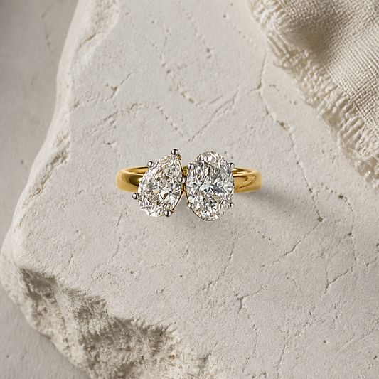 Pear & Oval Cut Diamond Toi et Moi Ring | Elegant Two Stone Design