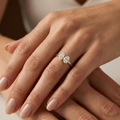 Pear & Oval Cut Diamond Toi et Moi Ring | Elegant Two Stone Design