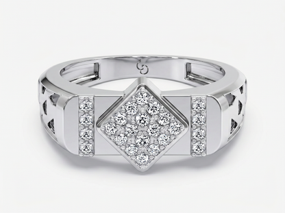Men’s Diamond Cluster Ring | Square Center with Side Accent Design