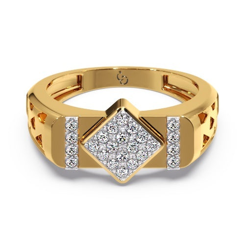 Men’s Diamond Cluster Ring | Square Center with Side Accent Design