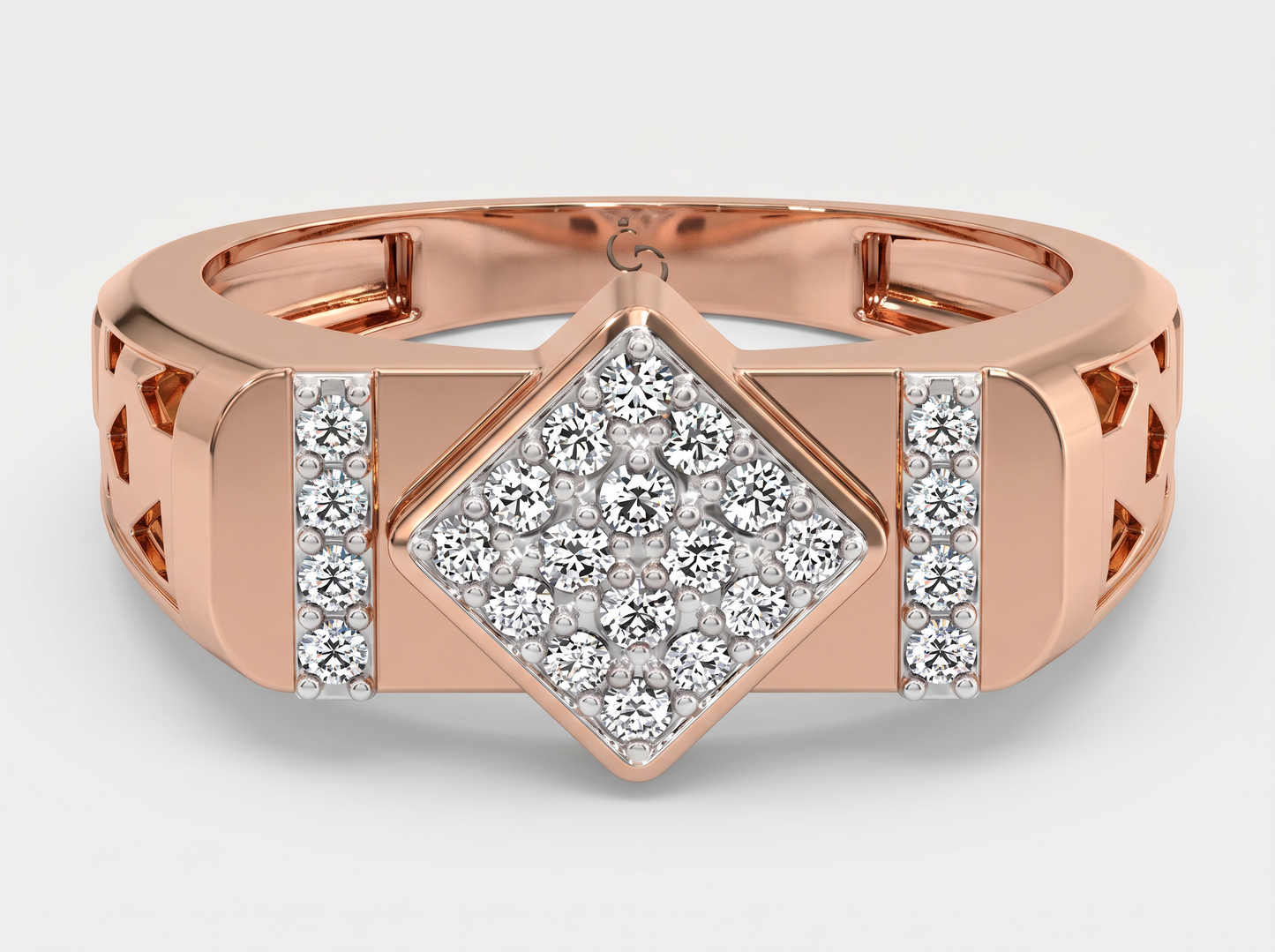 men’s diamond cluster ring | square center with side accent design