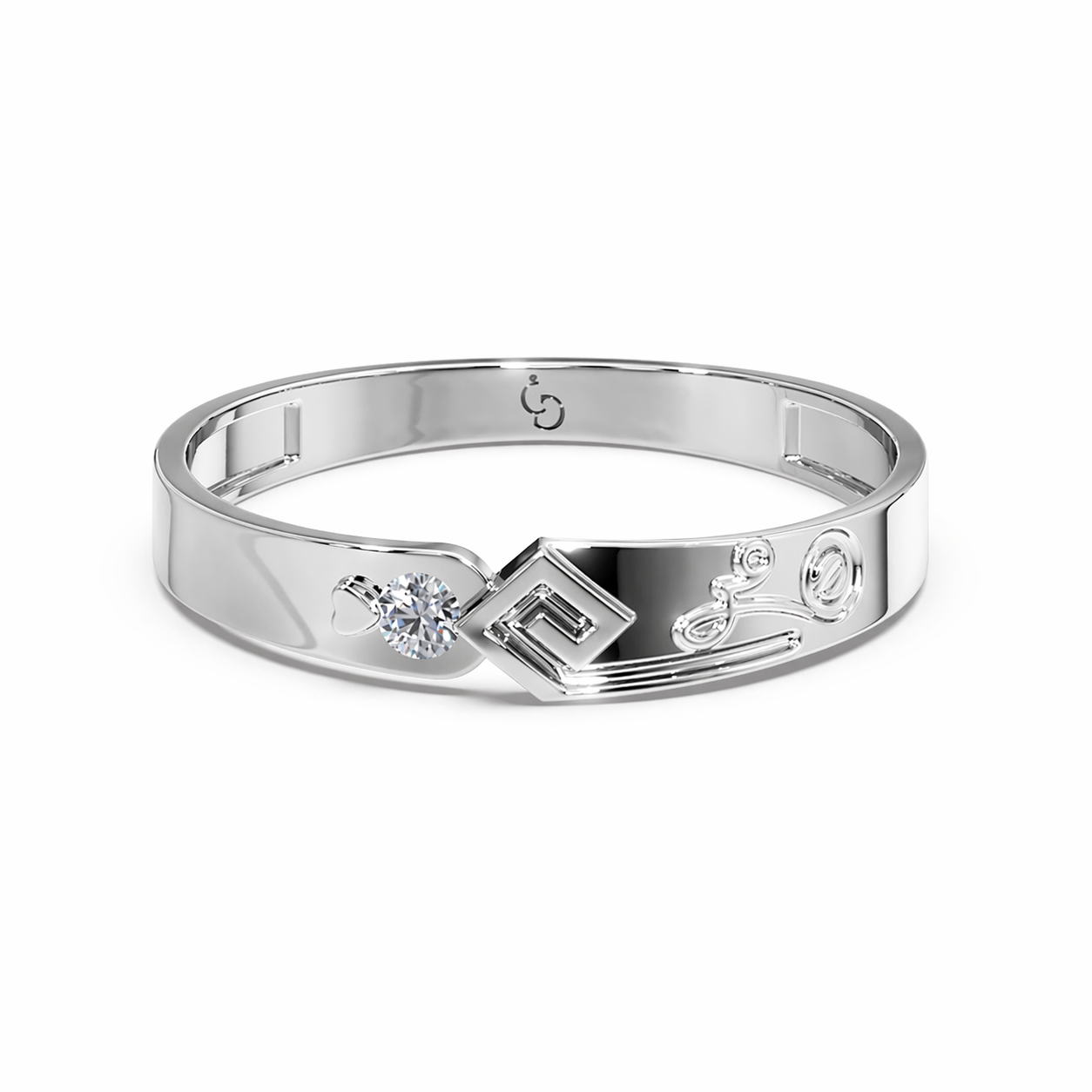 men’s round brilliant diamond ring| geometric accent contemporary design
