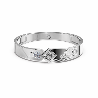 Men’s Round Brilliant Diamond Ring| Geometric Accent Contemporary Design