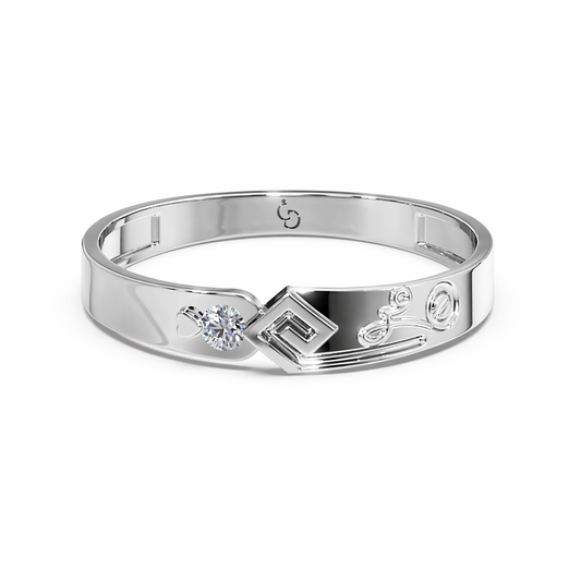 Men’s Round Brilliant Diamond Ring| Geometric Accent Contemporary Design