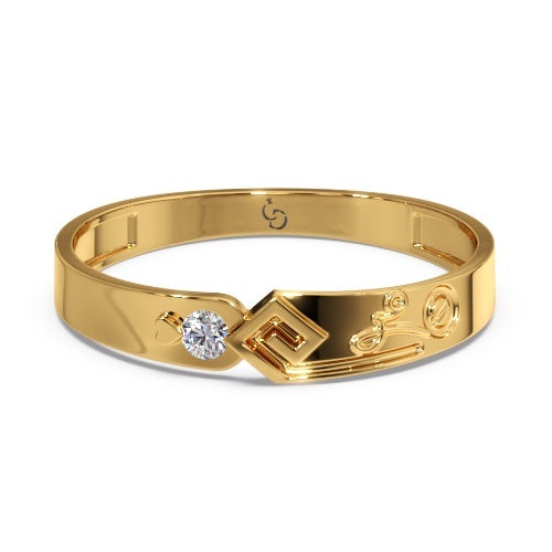 men’s round brilliant diamond ring| geometric accent contemporary design