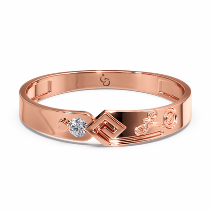 Men’s Round Brilliant Diamond Ring| Geometric Accent Contemporary Design