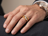 Men’s Round Brilliant Diamond Ring | Geometric Openwork Band Pavé Accents