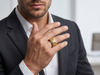 Men’s Round Brilliant Diamond Ring | Geometric Lattice Design Pavé Accent Band