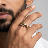 Men’s Round Brilliant Diamond Ring | Tilted Square Setting Curved Pavé Accent